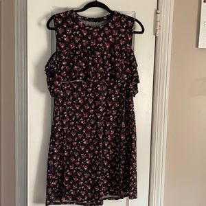 Cold shoulder Black flower dress